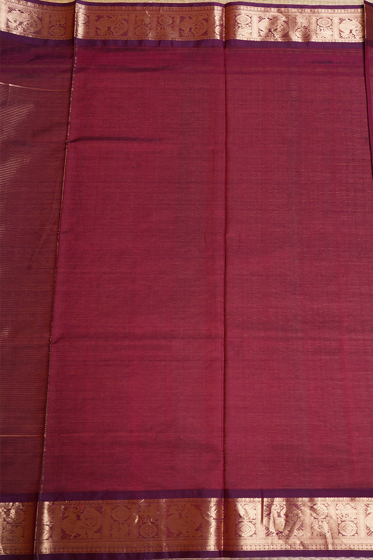Mercerized Maroon Monotone Vintage Silkcotton Saree
