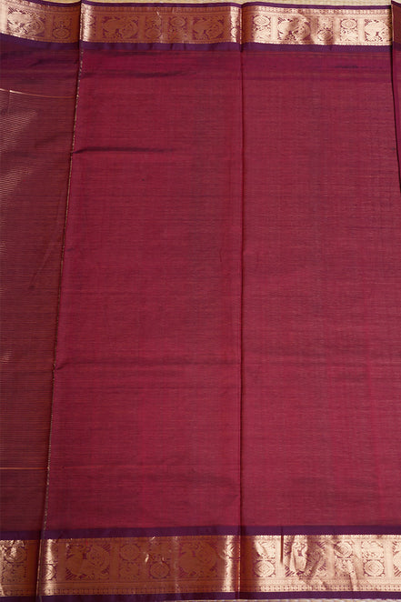 Mercerized Maroon Monotone Vintage Silkcotton Saree