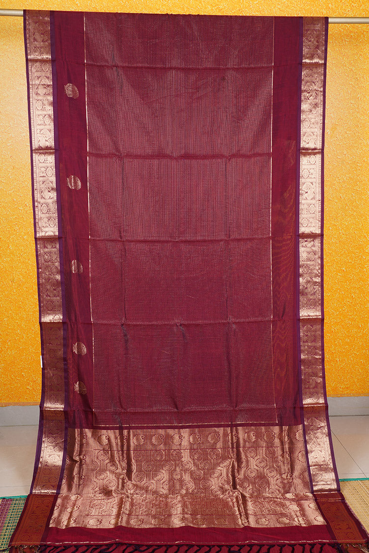 Mercerized Maroon Monotone Vintage Silkcotton Saree