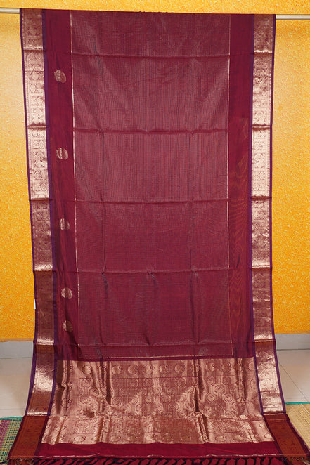 Mercerized Maroon Monotone Vintage Silkcotton Saree