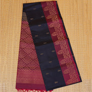 Midnight blue Pure Soft Silk saree with Wine Border
