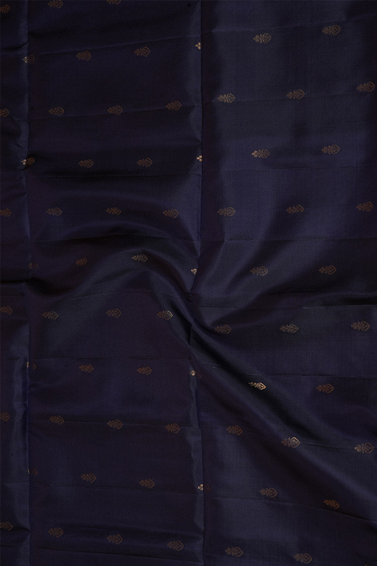 Midnight blue Pure Soft Silk saree with Wine Border