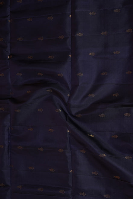 Midnight blue Pure Soft Silk saree with Wine Border