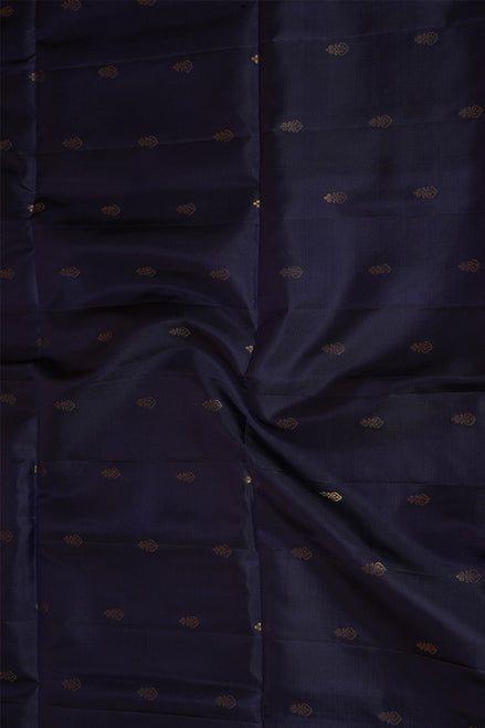 Midnight blue Pure Soft Silk saree with Wine Border