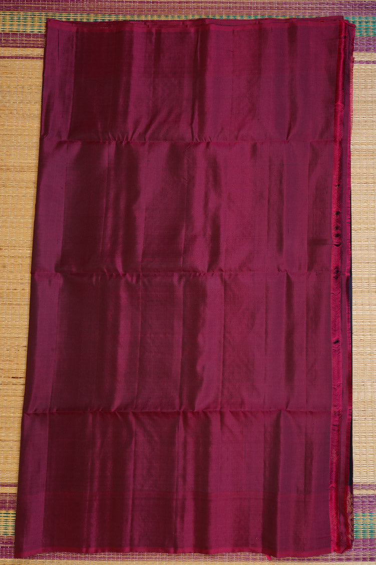 Midnight blue Pure Soft Silk saree with Wine Border