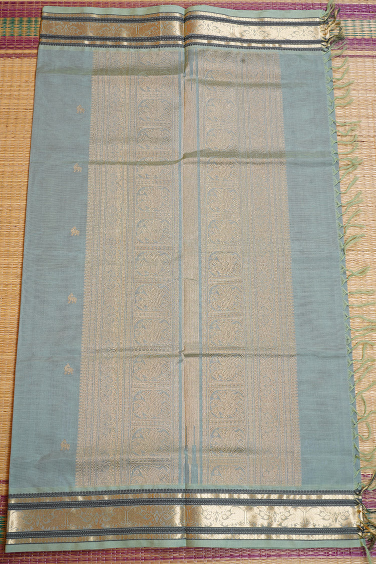Mint Green Montone Vintage Silk Cotton Saree