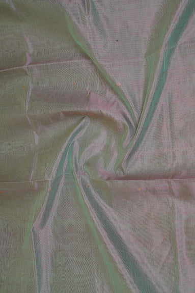 Mint Green with Pink Shot Vintage Silkcotton Saree with Purple Selvedge