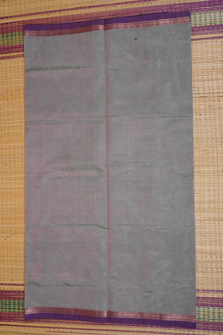Mint Green with Pink Shot Vintage Silkcotton Saree with Purple Selvedge