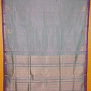 Mint Green with Pink Shot Vintage Silkcotton Saree with Purple Selvedge
