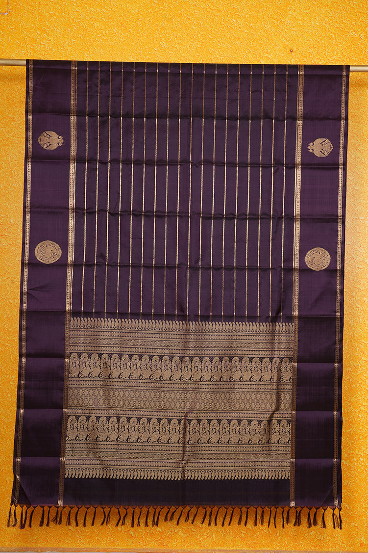 Monotone Jamun Colour Vintage Kanchipuram Silk Saree