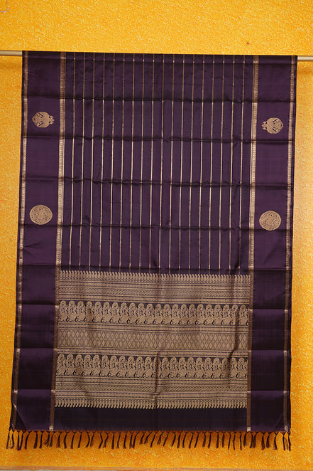 Monotone Jamun Colour Vintage Kanchipuram Silk Saree