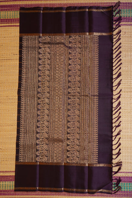 Monotone Jamun Colour Vintage Kanchipuram Silk Saree