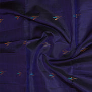 Navy Blue Pure Soft Silk Saree with Off-White Thread Border