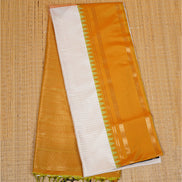 Off White Kanchipuram Semi Soft Silk Saree with Ganga Jamuna Border