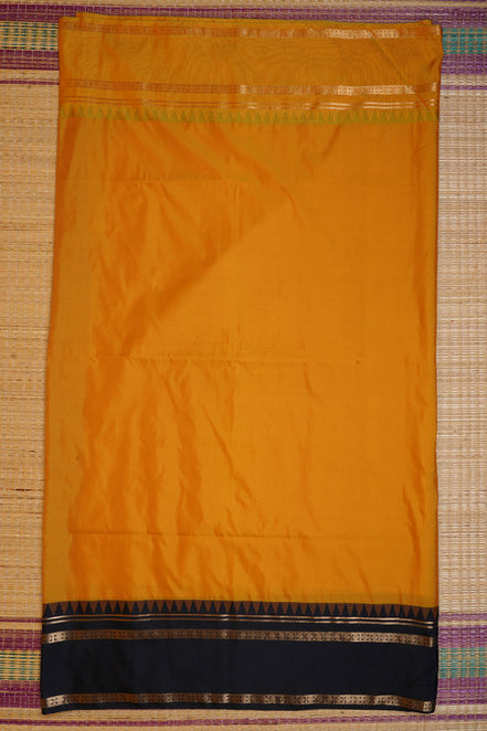 Off White Kanchipuram Semi Soft Silk Saree with Ganga Jamuna Border
