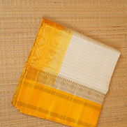 Off White Silkcotton Saree With Yellow Pure Silk Borders