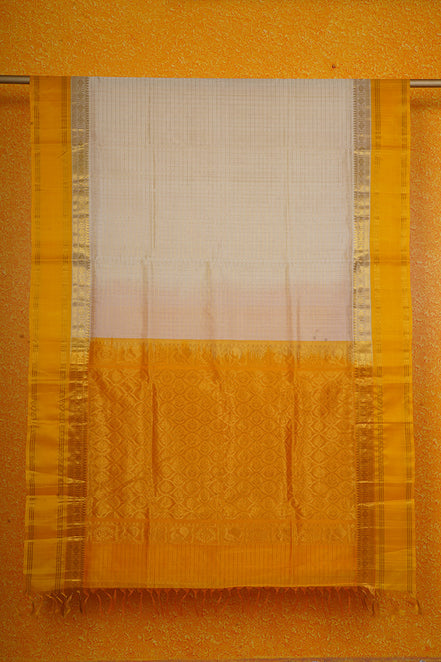 Off White Silkcotton Saree With Yellow Pure Silk Borders