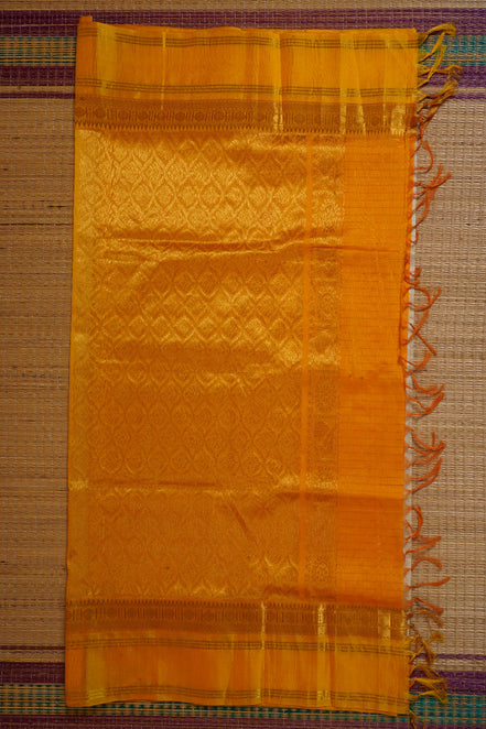 Off White Silkcotton Saree With Yellow Pure Silk Borders