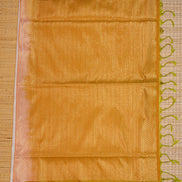 Off White Kanchipuram Semi Soft Silk Saree with Ganga Jamuna Border