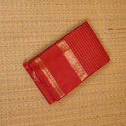 Orange Zari Checks Vintage Kanchipuram Silk Saree