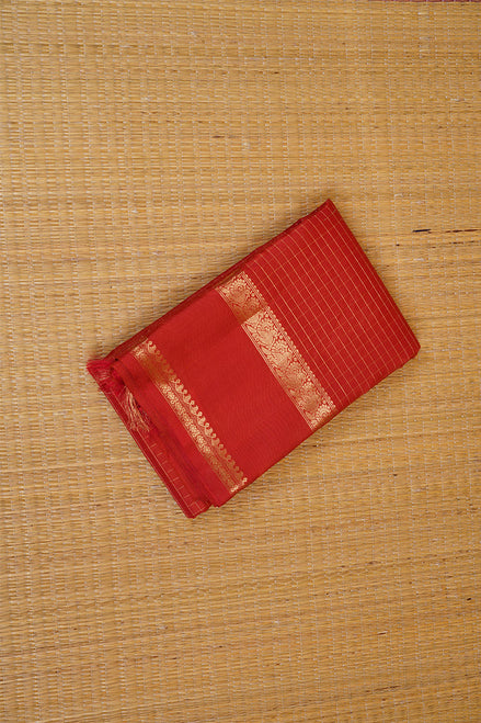 Orange Zari Checks Vintage Kanchipuram Silk Saree