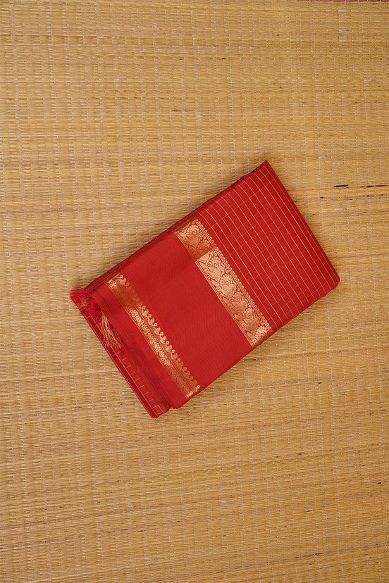 Orange Zari Checks Vintage Kanchipuram Silk Saree