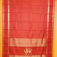 Orange Zari Checks Vintage Kanchipuram Silk Saree