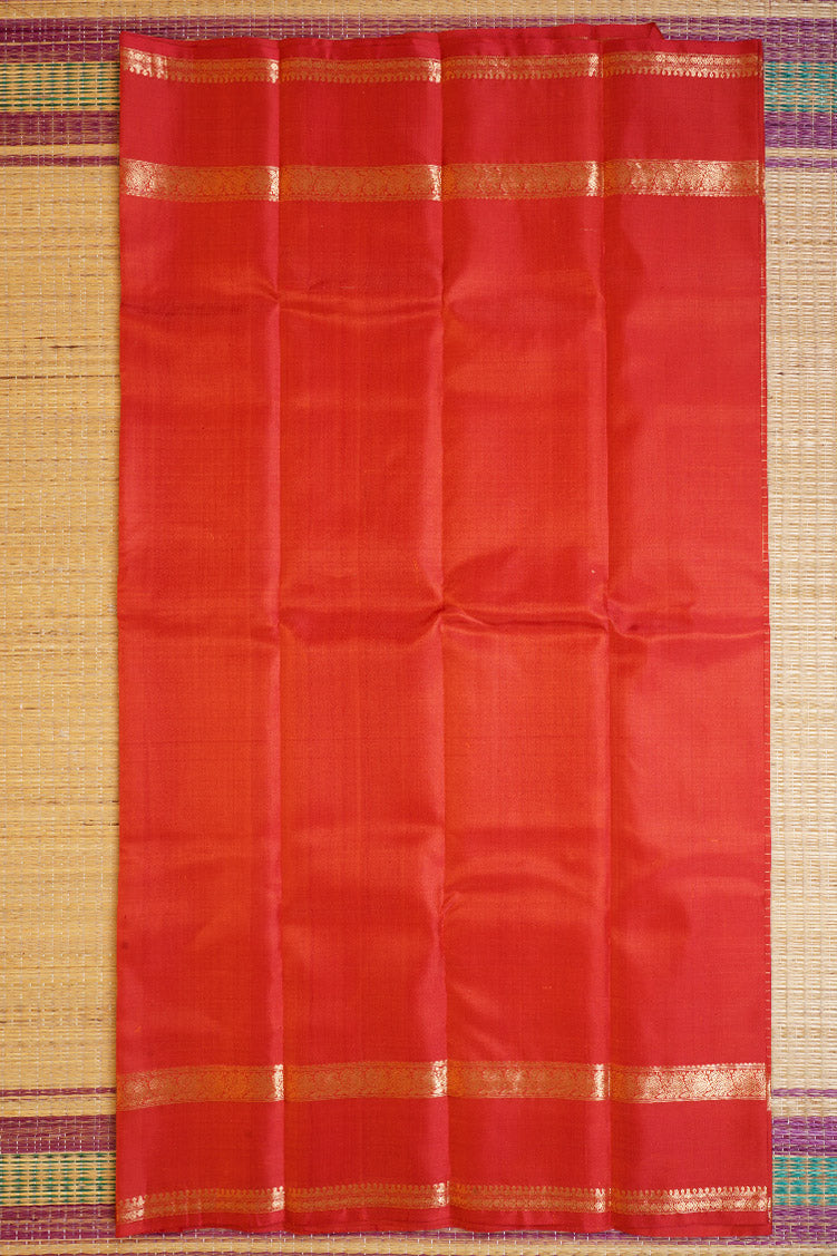 Orange Zari Checks Vintage Kanchipuram Silk Saree