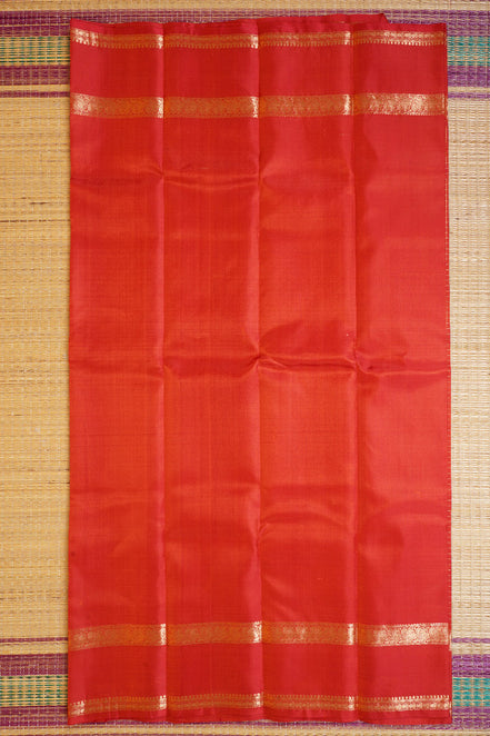 Orange Zari Checks Vintage Kanchipuram Silk Saree