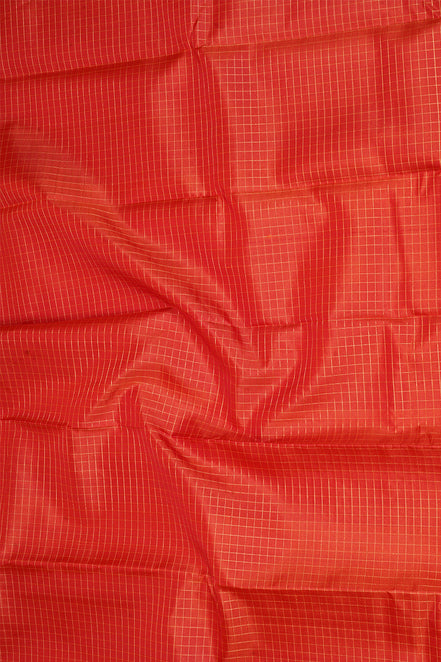 Orange Zari Checks Vintage Kanchipuram Silk Saree