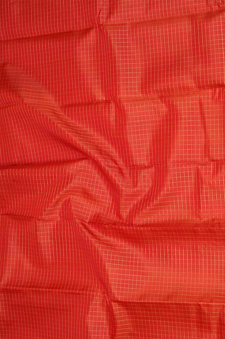 Orange Zari Checks Vintage Kanchipuram Silk Saree