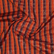 Orange and Coffee Brown Checked Kanchipuram Semi Soft Silk Saree