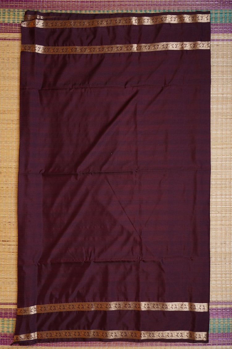 Orange and Coffee Brown Checked Kanchipuram Semi Soft Silk Saree