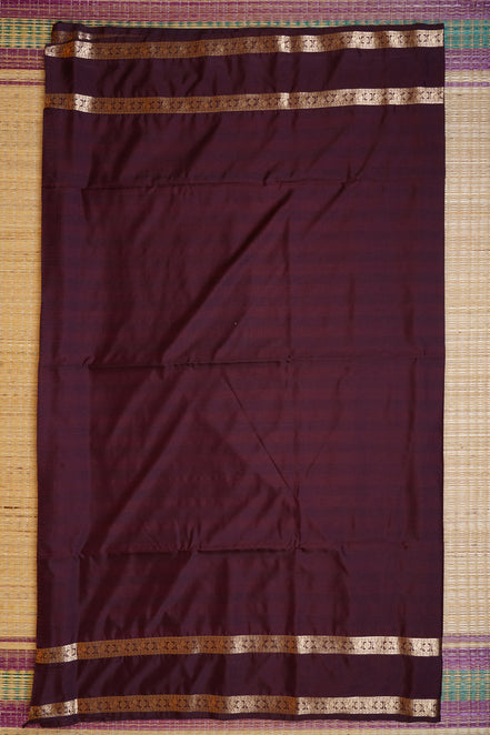Orange and Coffee Brown Checked Kanchipuram Semi Soft Silk Saree