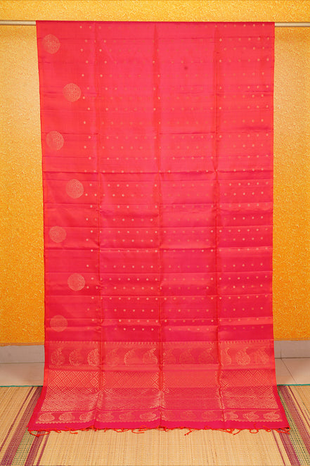 Orange–Pink Shot Monotone Pure Soft Silk Saree