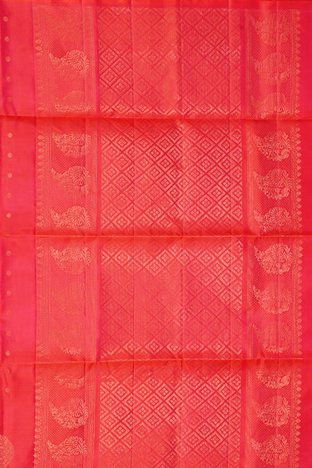 Orange–Pink Shot Monotone Pure Soft Silk Saree