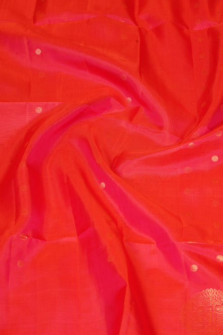 Orange–Pink Shot Monotone Pure Soft Silk Saree