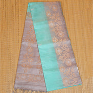 Pastel Green Pure Softsilk Saree with Steel Grey Borders
