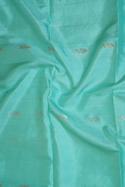 Pastel Green Pure Softsilk Saree with Steel Grey Borders