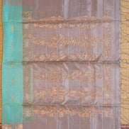 Pastel Green Pure Softsilk Saree with Steel Grey Borders
