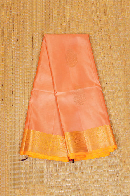 Peach Pure Soft Silk Saree with Yellow Borders