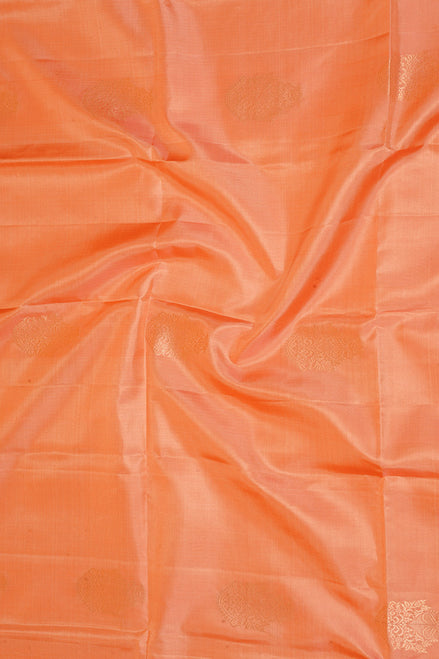 Peach Pure Soft Silk Saree with Yellow Borders