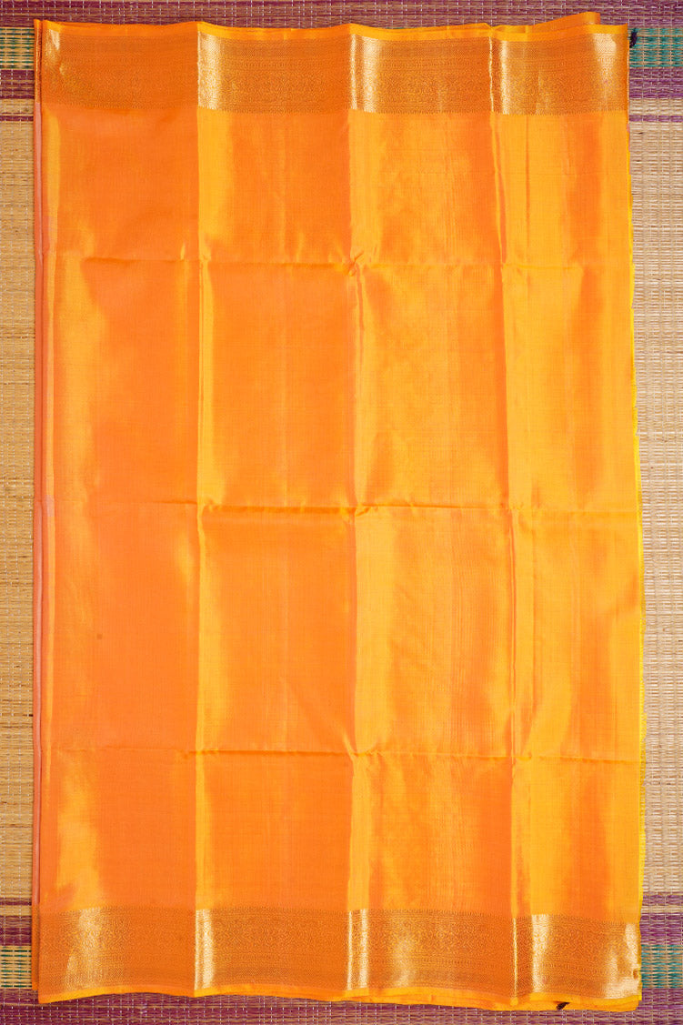 Peach Pure Soft Silk Saree with Yellow Borders