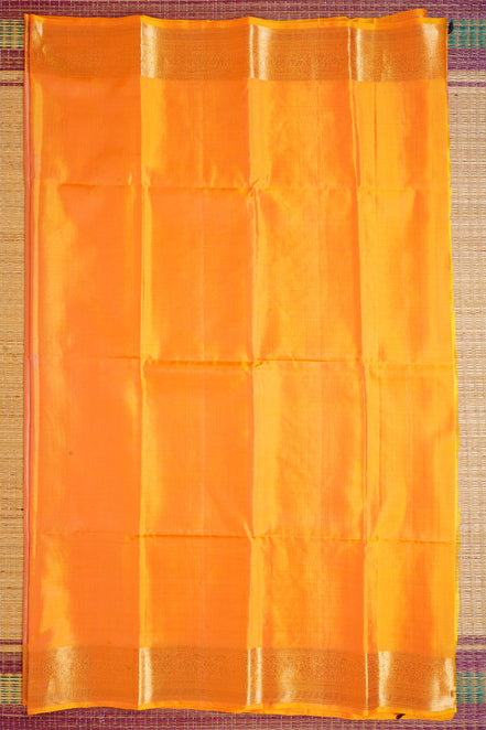 Peach Pure Soft Silk Saree with Yellow Borders