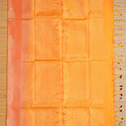 Peach Pure Soft Silk Saree with Yellow Borders