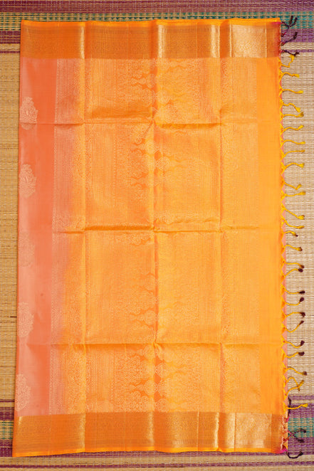 Peach Pure Soft Silk Saree with Yellow Borders