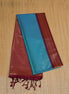 Peacock Blue Kanchipuram Semi Soft Silk Saree with Ganga Jamuna Borders