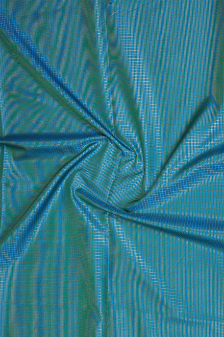 Peacock Blue Kanchipuram Semi Soft Silk Saree with Ganga Jamuna Borders