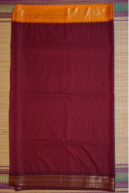 Peacock Blue Kanchipuram Semi Soft Silk Saree with Ganga Jamuna Borders
