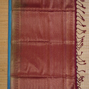 Peacock Blue Kanchipuram Semi Soft Silk Saree with Ganga Jamuna Borders